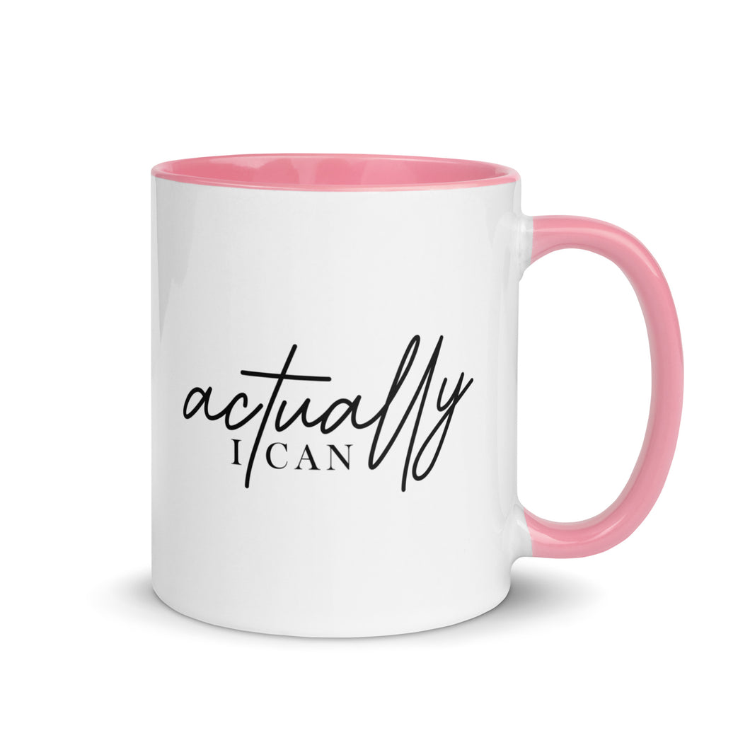 Actually I can Mug with pink colour Inside